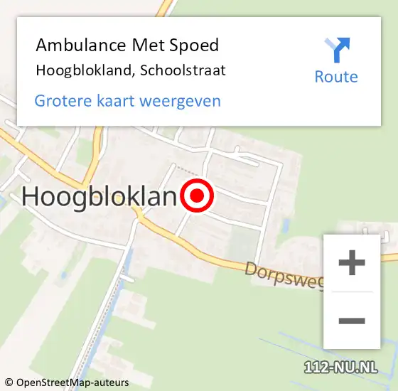 Locatie op kaart van de 112 melding: Ambulance Met Spoed Naar Hoogblokland, Schoolstraat op 10 maart 2021 19:29