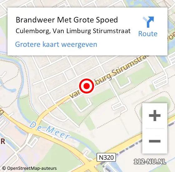 Locatie op kaart van de 112 melding: Brandweer Met Grote Spoed Naar Culemborg, Van Limburg Stirumstraat op 10 maart 2021 20:08