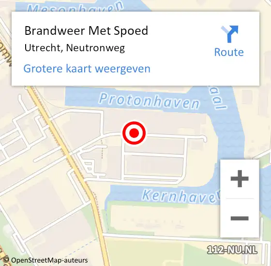 Locatie op kaart van de 112 melding: Brandweer Met Spoed Naar Utrecht, Neutronweg op 10 maart 2021 21:18