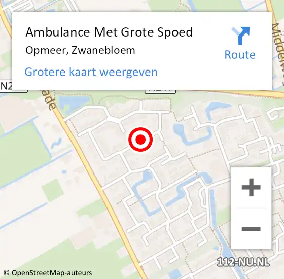 Locatie op kaart van de 112 melding: Ambulance Met Grote Spoed Naar Opmeer, Zwanebloem op 11 maart 2021 00:13