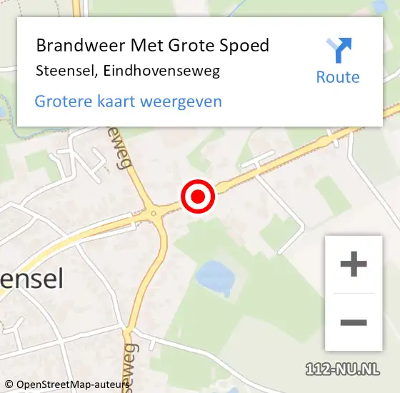 Locatie op kaart van de 112 melding: Brandweer Met Grote Spoed Naar Steensel, Eindhovenseweg op 11 maart 2021 04:39