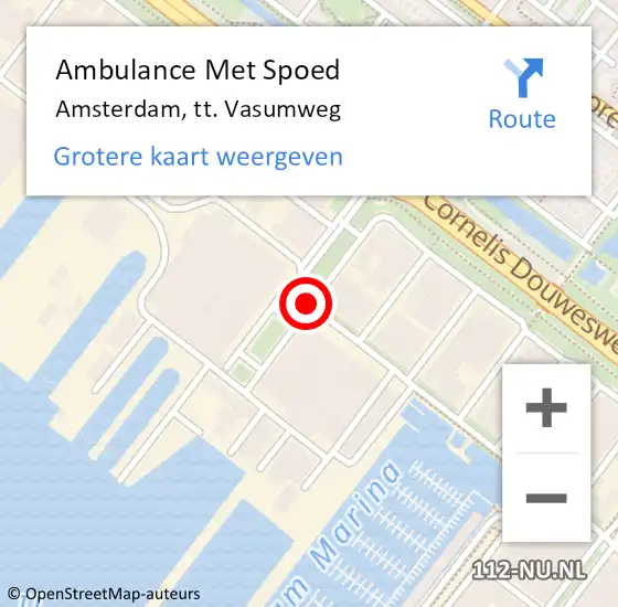 Locatie op kaart van de 112 melding: Ambulance Met Spoed Naar Amsterdam, tt. Vasumweg op 11 maart 2021 07:46