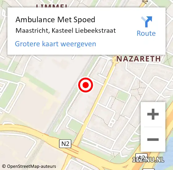 Locatie op kaart van de 112 melding: Ambulance Met Spoed Naar Maastricht, Kasteel Liebeekstraat op 4 juni 2014 12:52