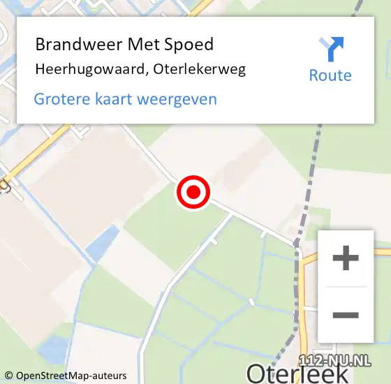 Locatie op kaart van de 112 melding: Brandweer Met Spoed Naar Heerhugowaard, Oterlekerweg op 11 maart 2021 08:35