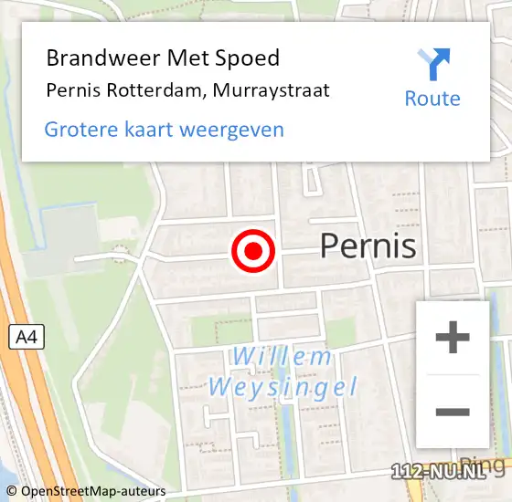 Locatie op kaart van de 112 melding: Brandweer Met Spoed Naar Pernis Rotterdam, Murraystraat op 11 maart 2021 09:23