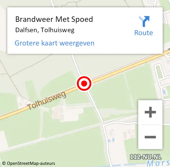 Locatie op kaart van de 112 melding: Brandweer Met Spoed Naar Dalfsen, Tolhuisweg op 11 maart 2021 09:29