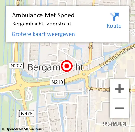 Locatie op kaart van de 112 melding: Ambulance Met Spoed Naar Bergambacht, Voorstraat op 4 juni 2014 13:06