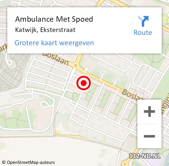 Locatie op kaart van de 112 melding: Ambulance Met Spoed Naar Katwijk, Eksterstraat op 4 juni 2014 13:12