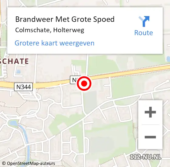 Locatie op kaart van de 112 melding: Brandweer Met Grote Spoed Naar Colmschate, Holterweg op 4 oktober 2013 02:15