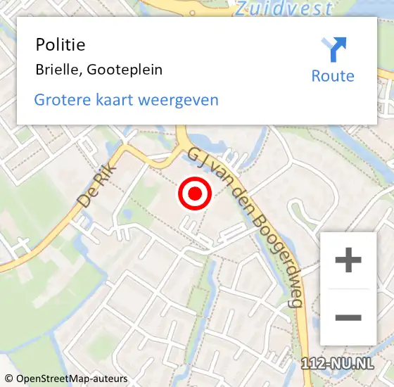 Locatie op kaart van de 112 melding: Politie Brielle, Gooteplein op 11 maart 2021 10:49