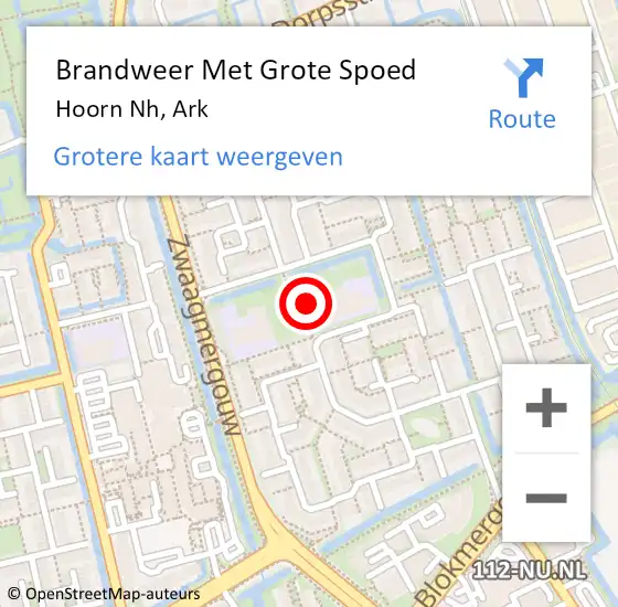 Locatie op kaart van de 112 melding: Brandweer Met Grote Spoed Naar Hoorn Nh, Ark op 11 maart 2021 10:51