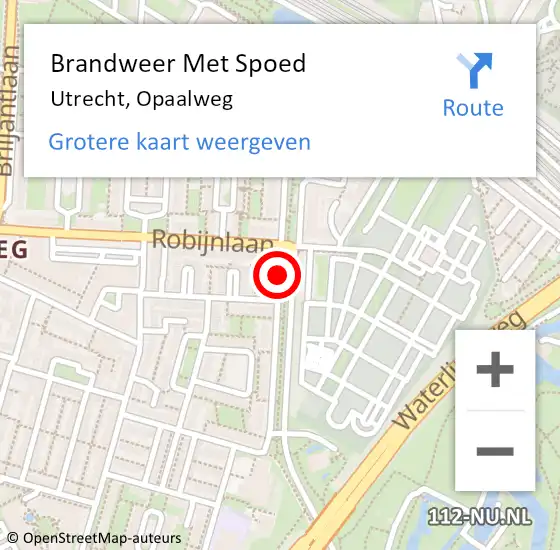 Locatie op kaart van de 112 melding: Brandweer Met Spoed Naar Utrecht, Opaalweg op 11 maart 2021 10:52