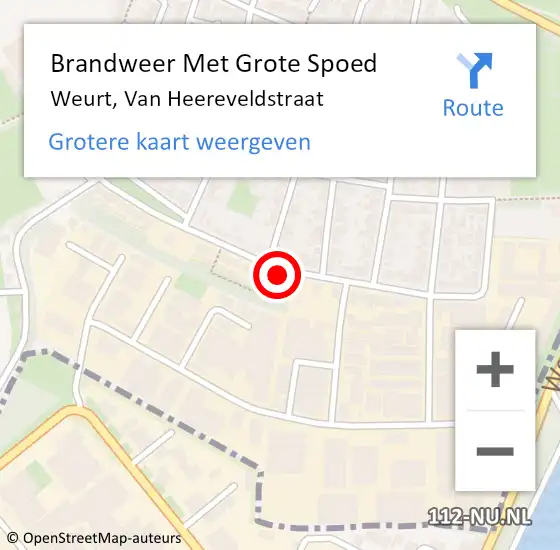 Locatie op kaart van de 112 melding: Brandweer Met Grote Spoed Naar Weurt, Van Heereveldstraat op 11 maart 2021 10:56