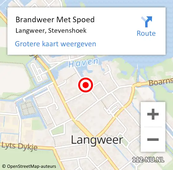 Locatie op kaart van de 112 melding: Brandweer Met Spoed Naar Langweer, Stevenshoek op 11 maart 2021 10:58