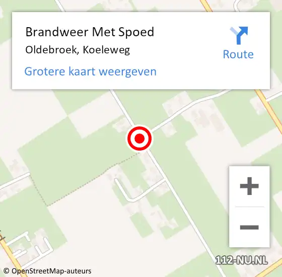 Locatie op kaart van de 112 melding: Brandweer Met Spoed Naar Oldebroek, Koeleweg op 11 maart 2021 11:05