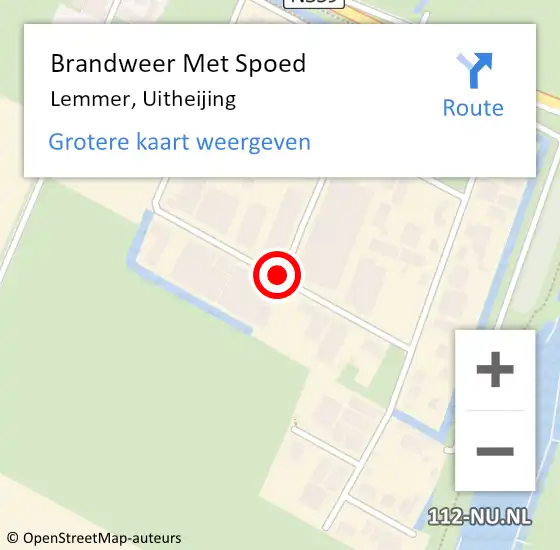 Locatie op kaart van de 112 melding: Brandweer Met Spoed Naar Lemmer, Uitheijing op 11 maart 2021 11:09