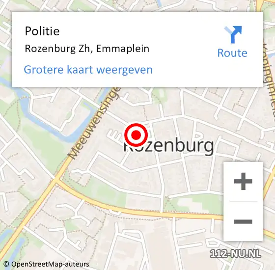 Locatie op kaart van de 112 melding: Politie Rozenburg Zh, Emmaplein op 11 maart 2021 11:11