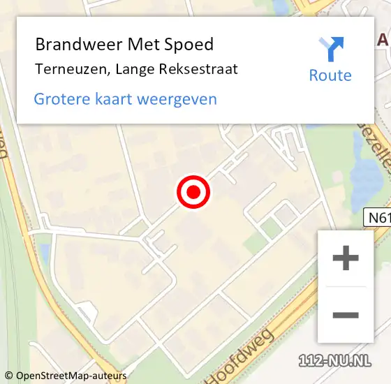 Locatie op kaart van de 112 melding: Brandweer Met Spoed Naar Terneuzen, Lange Reksestraat op 11 maart 2021 11:32