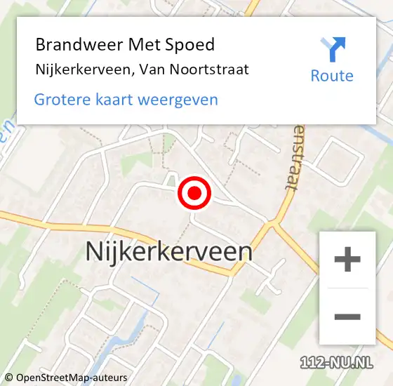 Locatie op kaart van de 112 melding: Brandweer Met Spoed Naar Nijkerkerveen, Van Noortstraat op 11 maart 2021 11:37