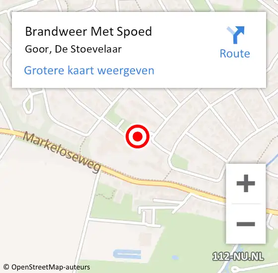 Locatie op kaart van de 112 melding: Brandweer Met Spoed Naar Goor, De Stoevelaar op 11 maart 2021 11:38