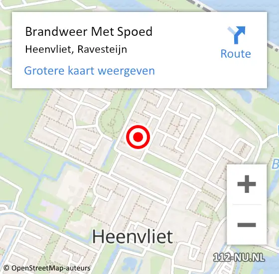 Locatie op kaart van de 112 melding: Brandweer Met Spoed Naar Heenvliet, Ravesteijn op 11 maart 2021 11:56