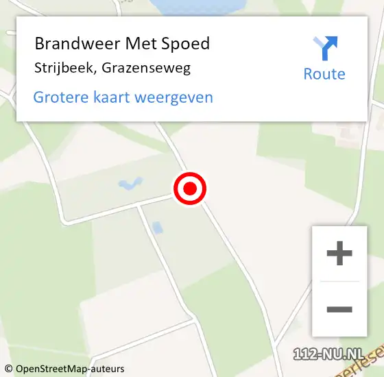 Locatie op kaart van de 112 melding: Brandweer Met Spoed Naar Strijbeek, Grazenseweg op 11 maart 2021 12:01