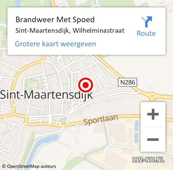 Locatie op kaart van de 112 melding: Brandweer Met Spoed Naar Sint-Maartensdijk, Wilhelminastraat op 11 maart 2021 12:19