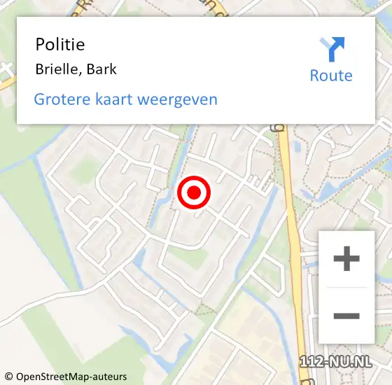 Locatie op kaart van de 112 melding: Politie Brielle, Bark op 11 maart 2021 12:21