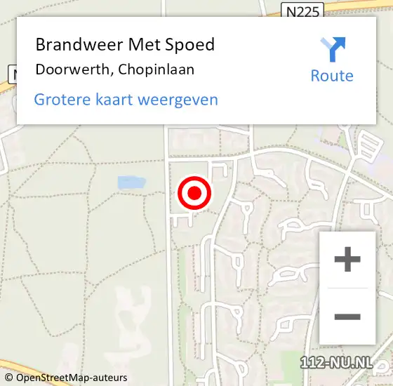 Locatie op kaart van de 112 melding: Brandweer Met Spoed Naar Doorwerth, Chopinlaan op 11 maart 2021 12:24