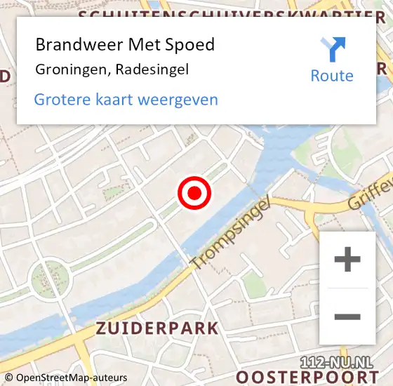 Locatie op kaart van de 112 melding: Brandweer Met Spoed Naar Groningen, Radesingel op 11 maart 2021 12:36