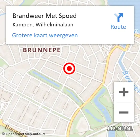 Locatie op kaart van de 112 melding: Brandweer Met Spoed Naar Kampen, Wilhelminalaan op 11 maart 2021 12:42