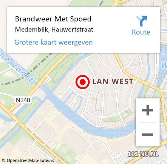 Locatie op kaart van de 112 melding: Brandweer Met Spoed Naar Medemblik, Hauwertstraat op 11 maart 2021 12:49