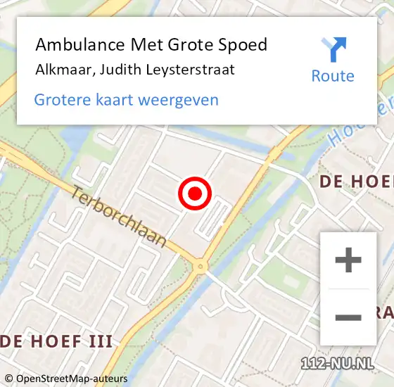 Locatie op kaart van de 112 melding: Ambulance Met Grote Spoed Naar Alkmaar, Judith Leysterstraat op 11 maart 2021 12:51