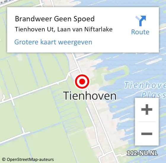 Locatie op kaart van de 112 melding: Brandweer Geen Spoed Naar Tienhoven Ut, Laan van Niftarlake op 11 maart 2021 13:01