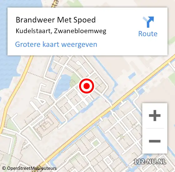 Locatie op kaart van de 112 melding: Brandweer Met Spoed Naar Kudelstaart, Zwanebloemweg op 11 maart 2021 13:13