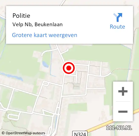 Locatie op kaart van de 112 melding: Politie Velp Nb, Beukenlaan op 4 juni 2014 13:56