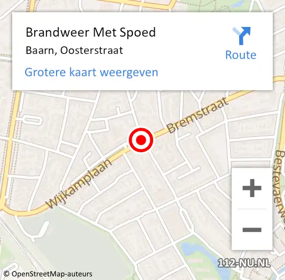 Locatie op kaart van de 112 melding: Brandweer Met Spoed Naar Baarn, Oosterstraat op 11 maart 2021 13:28