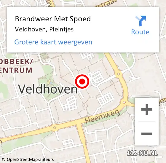 Locatie op kaart van de 112 melding: Brandweer Met Spoed Naar Veldhoven, Pleintjes op 11 maart 2021 13:35