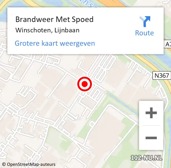 Locatie op kaart van de 112 melding: Brandweer Met Spoed Naar Winschoten, Lijnbaan op 11 maart 2021 13:37