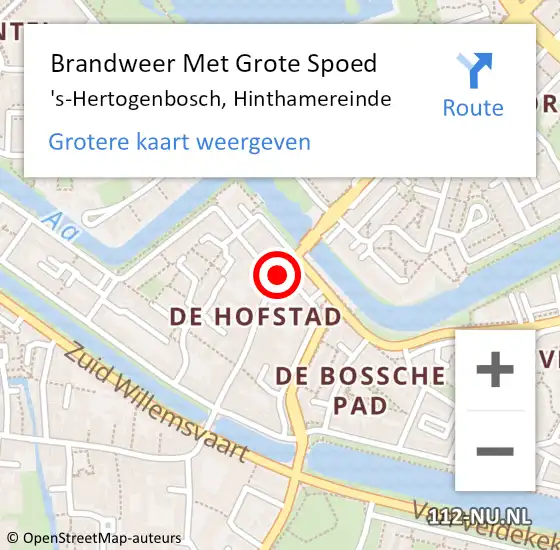 Locatie op kaart van de 112 melding: Brandweer Met Grote Spoed Naar 's-Hertogenbosch, Hinthamereinde op 11 maart 2021 13:42