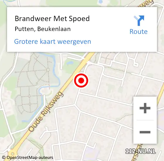 Locatie op kaart van de 112 melding: Brandweer Met Spoed Naar Putten, Beukenlaan op 11 maart 2021 13:52