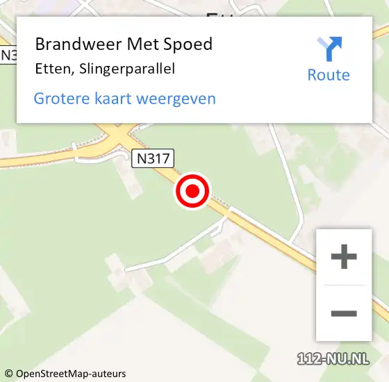 Locatie op kaart van de 112 melding: Brandweer Met Spoed Naar Etten, Slingerparallel op 11 maart 2021 13:57