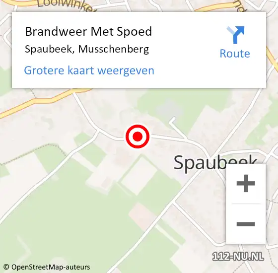 Locatie op kaart van de 112 melding: Brandweer Met Spoed Naar Spaubeek, Musschenberg op 11 maart 2021 13:59