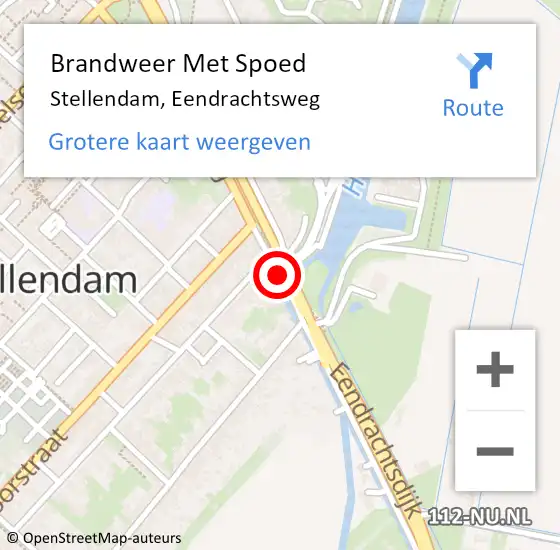 Locatie op kaart van de 112 melding: Brandweer Met Spoed Naar Stellendam, Eendrachtsweg op 11 maart 2021 13:59