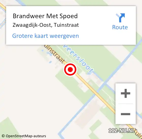 Locatie op kaart van de 112 melding: Brandweer Met Spoed Naar Zwaagdijk-Oost, Tuinstraat op 11 maart 2021 14:05