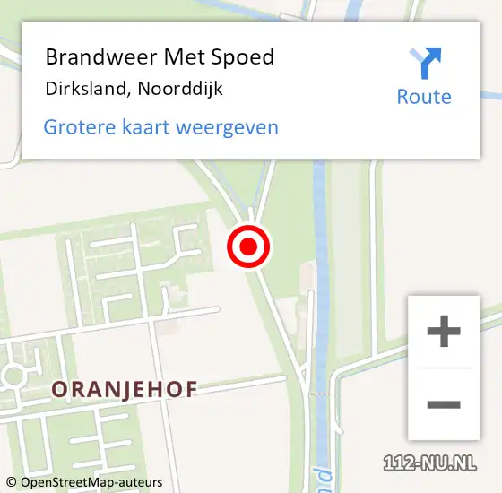 Locatie op kaart van de 112 melding: Brandweer Met Spoed Naar Dirksland, Noorddijk op 11 maart 2021 14:13