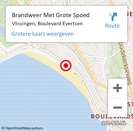 Locatie op kaart van de 112 melding: Brandweer Met Grote Spoed Naar Vlissingen, Boulevard Evertsen op 11 maart 2021 14:17