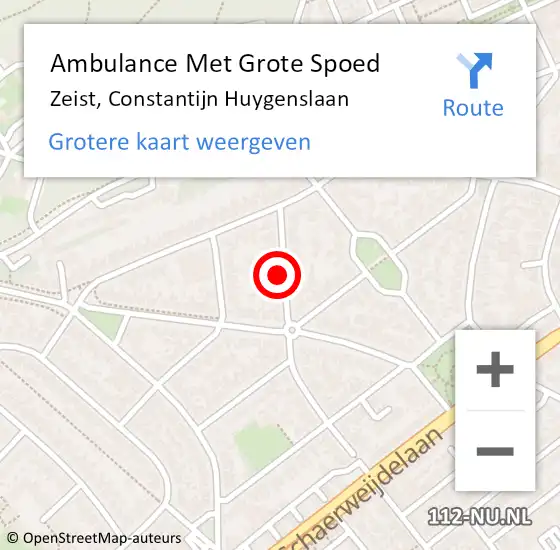 Locatie op kaart van de 112 melding: Ambulance Met Grote Spoed Naar Zeist, Constantijn Huygenslaan op 11 maart 2021 14:22
