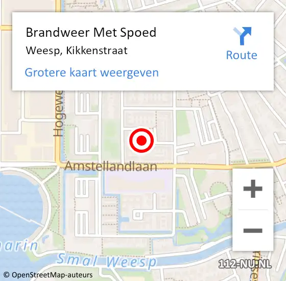 Locatie op kaart van de 112 melding: Brandweer Met Spoed Naar Weesp, Kikkenstraat op 11 maart 2021 14:50