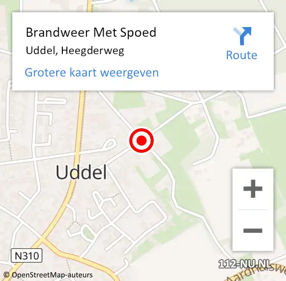 Locatie op kaart van de 112 melding: Brandweer Met Spoed Naar Uddel, Heegderweg op 11 maart 2021 15:01